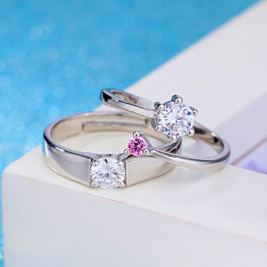 Showroom of 22k premium stone couple rings. | Jewelxy - 227914